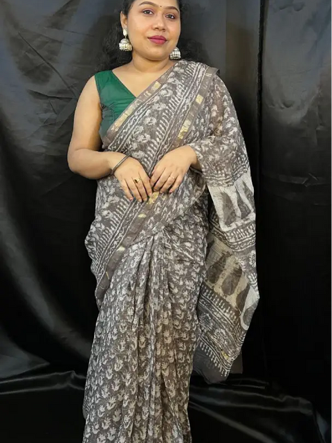 Lightweight handloom Kota cotton saree draped elegantly
