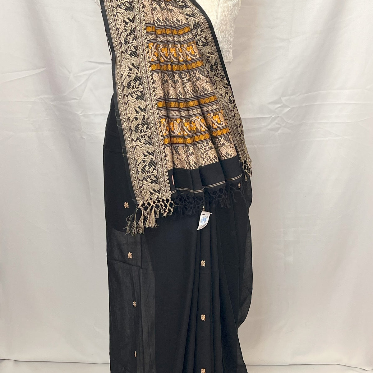Cotton Baluchari Saree Black – Traditional festive styling