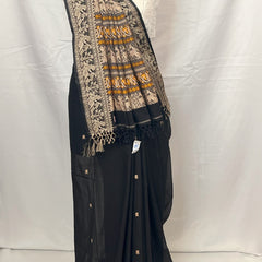 Cotton Baluchari Saree Black – Detailed handloom woven motifs