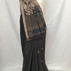Black and Golden Handloom Saree – Premium cotton festive styling