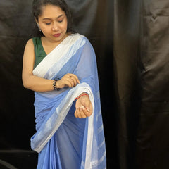 Handloom Saree – Elegant Blue Handwoven Cotton Saree for Office & Occasions