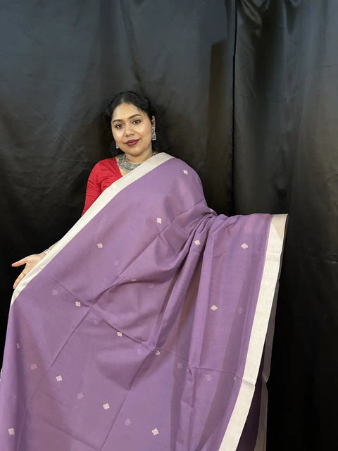 Purple Handloom Cotton Saree – Elegant Festive & Daily Wear Saree for Women
