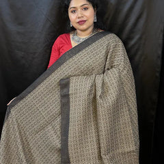 Reverse Saree – 2 in 1 Black & Beige Handloom Cotton Saree by Vaarnali