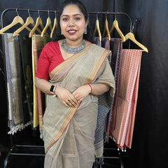 Cotton Saree – Handloom Beige Saree for Office & Occasions