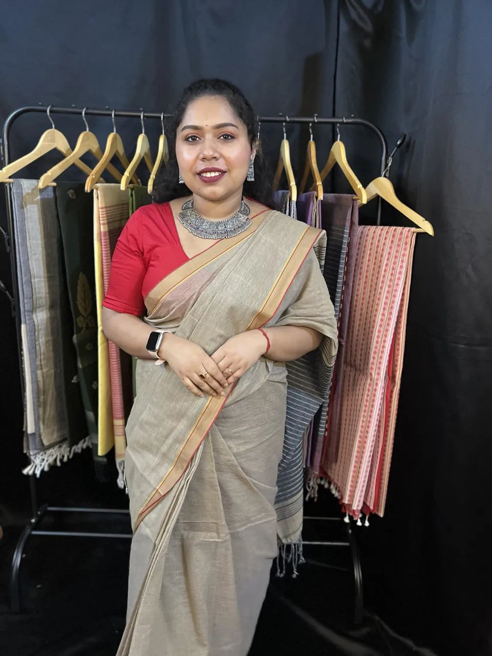 Cotton Saree – Handloom Beige Saree for Office & Occasions