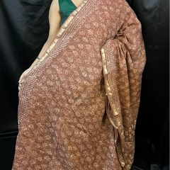 Kota Doria Saree – Brown & Beige Cotton Saree Saree with Zari Border |Vaarnali