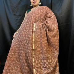 Kota Doria Saree – Brown & Beige Cotton Saree Saree with Zari Border |Vaarnali