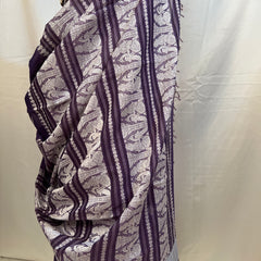 Close-up of delicate zari woven motifs on Purple Cotton Handloom Baluchari Saree.