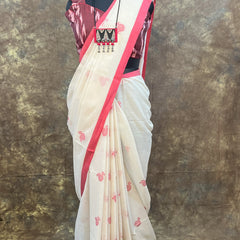 Sindoor Khela celebration look in Red White Handloom Cotton Saree – Durga Puja special saree