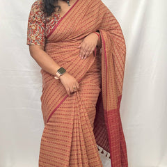 Pure cotton handloom saree with matching blouse piece