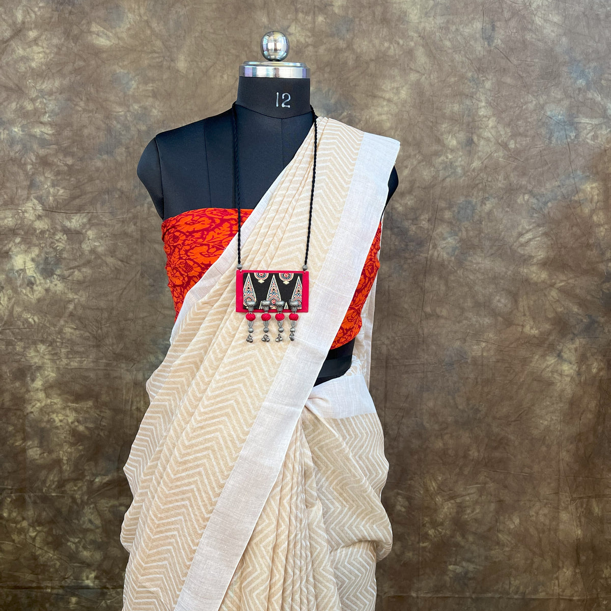 white tussar saree for Bengali wedding, handloom silk with festive design