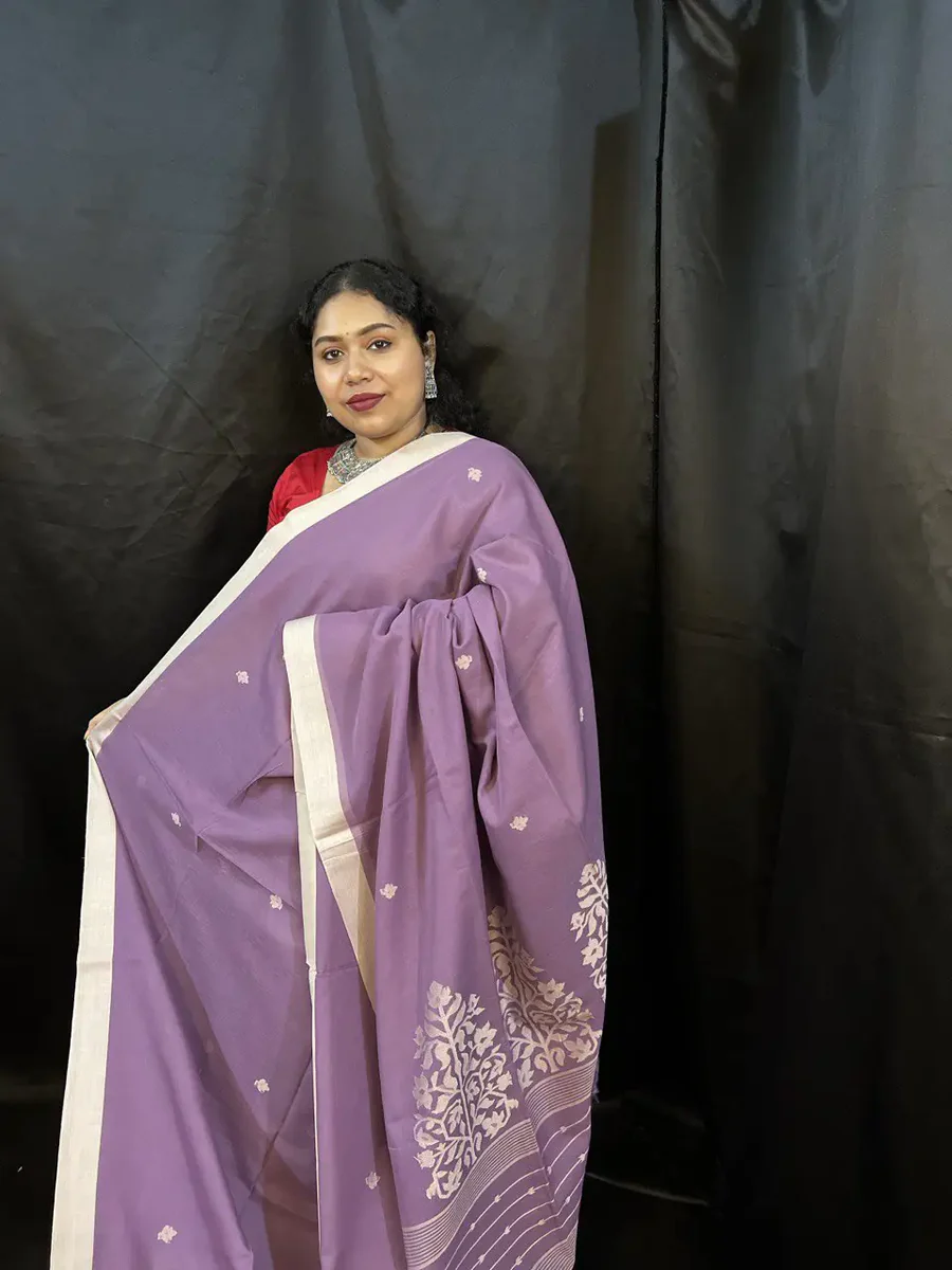 photo_2025-08-13_11-18-52_2 Purple Handloom Cotton Saree – Elegant Festive & Daily Wear Saree for Women - Image 1