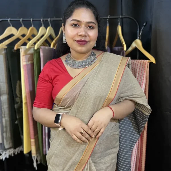 Cotton Saree – Handloom Beige Saree for Office & Occasions