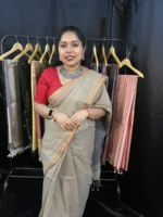 Cotton Saree – Handloom Beige Saree for Office & Occasions - Image 3