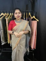 Cotton Saree – Handloom Beige Saree for Office & Occasions - Image 4