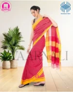 Patteda Anchu Red Cotton Saree | 100% Pure Handloom Stripe Saree - Image 2