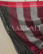 Black Red Patteda Anchu Saree – 100% Handwoven Cotton Elegance with Traditional Checks - Image 7