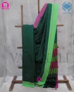 Green saree pattern patteda anchu cotton handloom