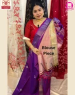 Detailed pallu weaving of Silk Mark certified Purple Kalakshetra Saree Bishnupur silk